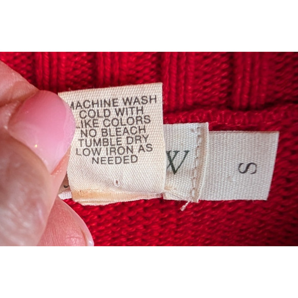 VTG 90s Y2K Womens J Crew Red 1/4 Zip Mock Neck Cotton Preppy Classic Sweater SM - Picture 6 of 7